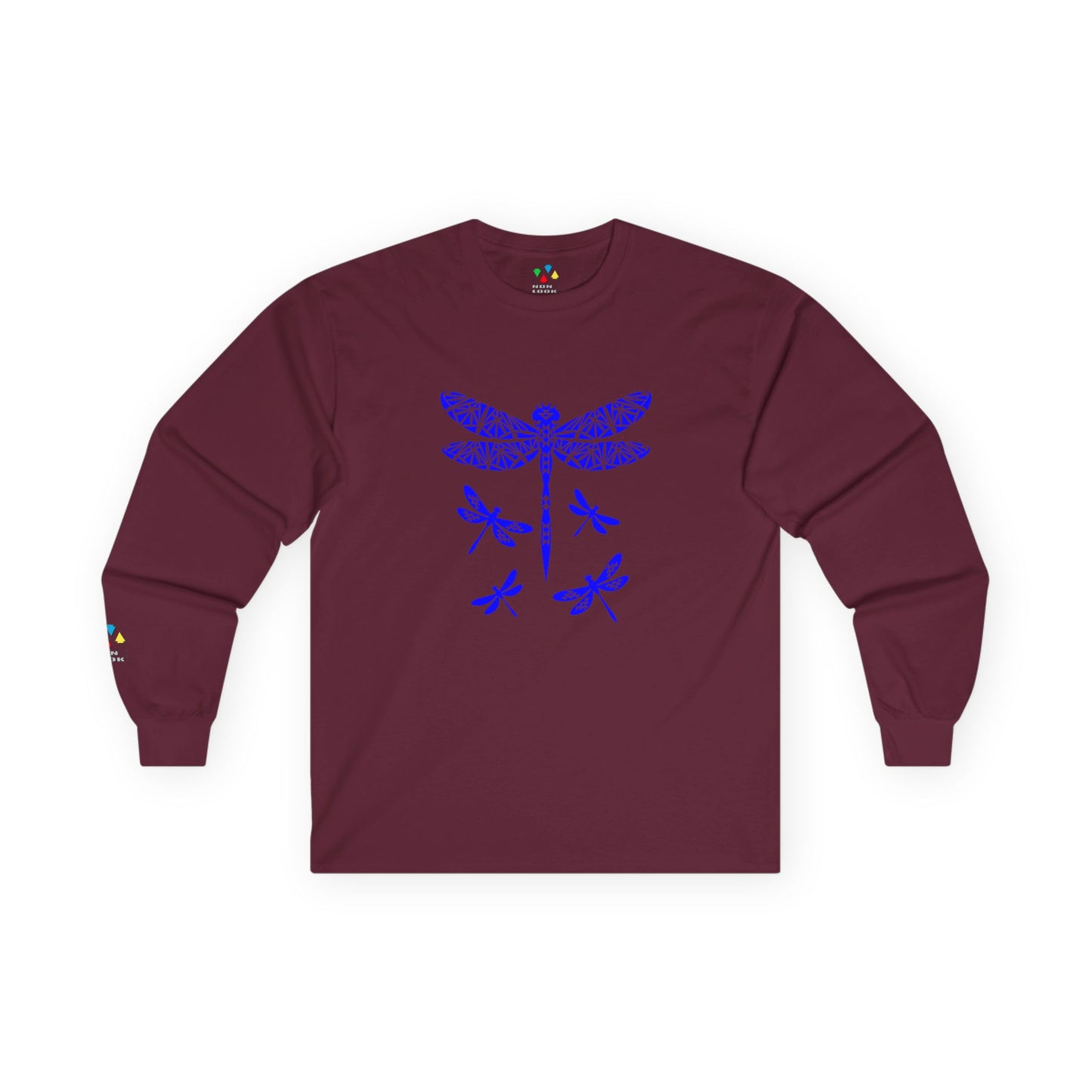 Native Dragonfly in Blue Unisex Long Sleeve Tee