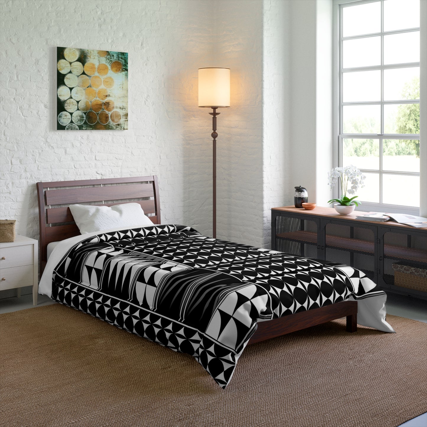 Southwest Feather Blessing in Gray Comforter