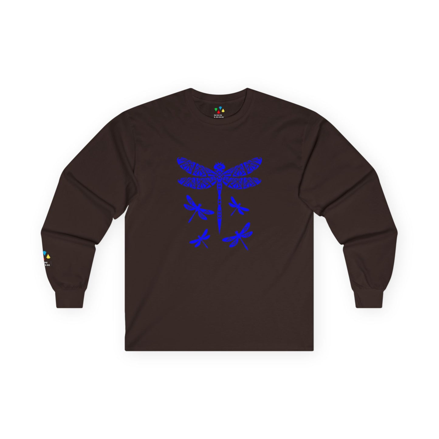 Native Dragonfly in Blue Unisex Long Sleeve Tee