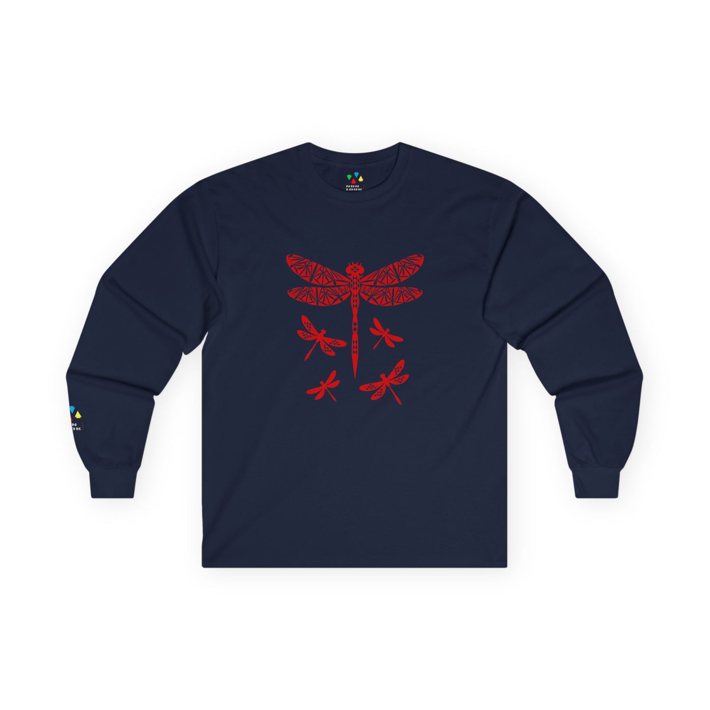Native Dragonfly in Red Unisex Long Sleeve Tee