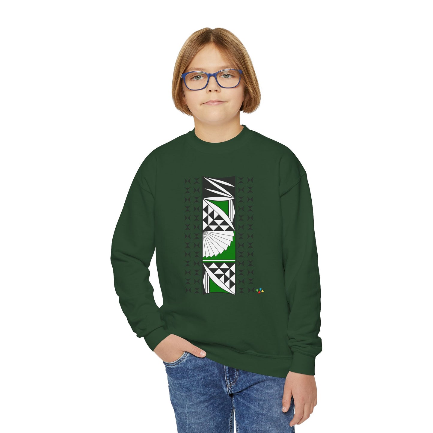 Southwest Sunrise in Green Youth Crewneck Sweatshirt