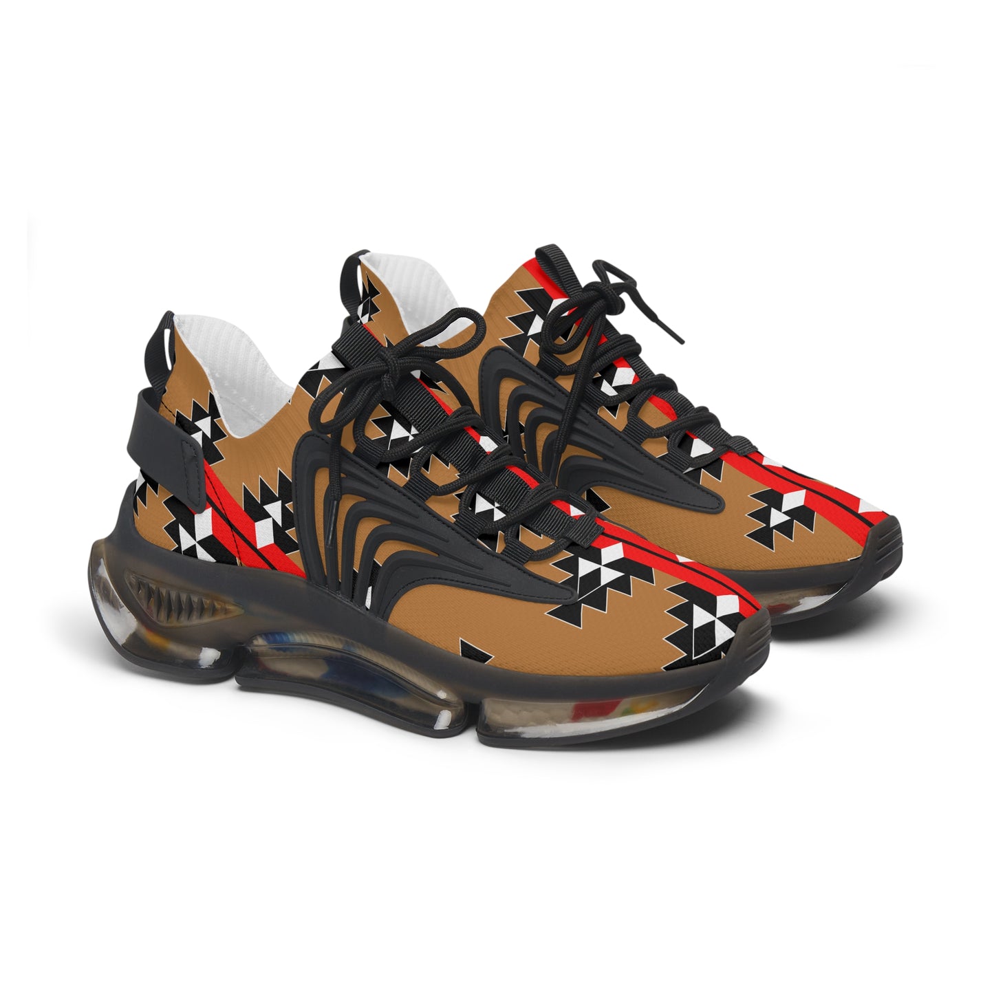 Native Woven Stories on Tan Women's Mesh Sneakers