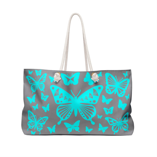 Turquoise Butterfly Burst Weekender Bag