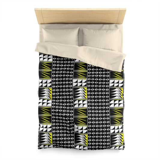 Blessed Feathers in Yellow Microfiber Duvet Cover