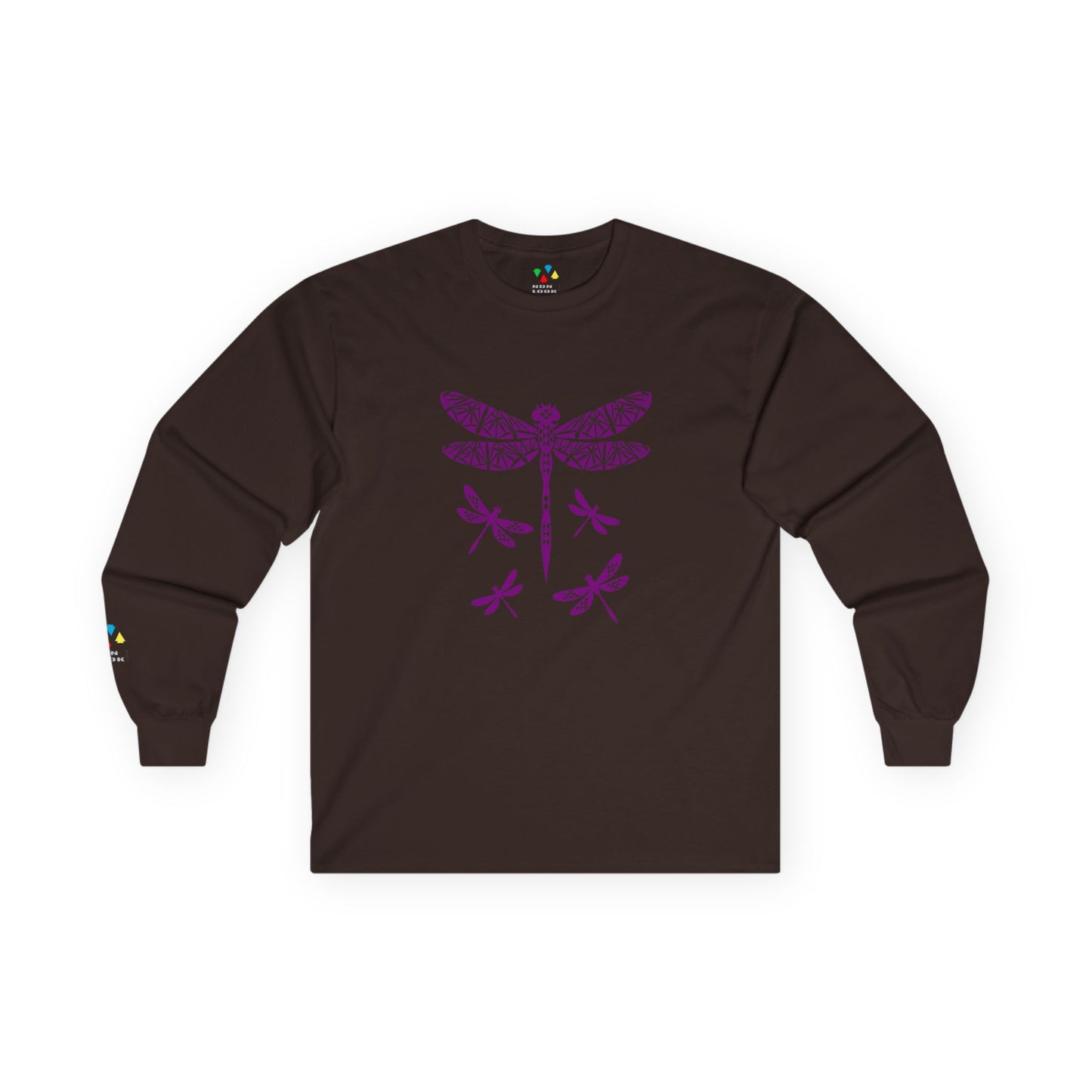 Native Dragonfly in Purple Unisex Long Sleeve Tee