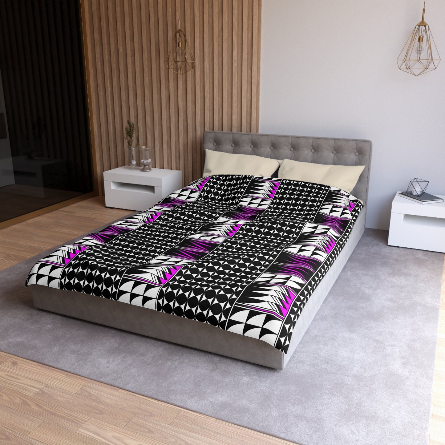 Blessed Feathers in Pink Microfiber Duvet Cover