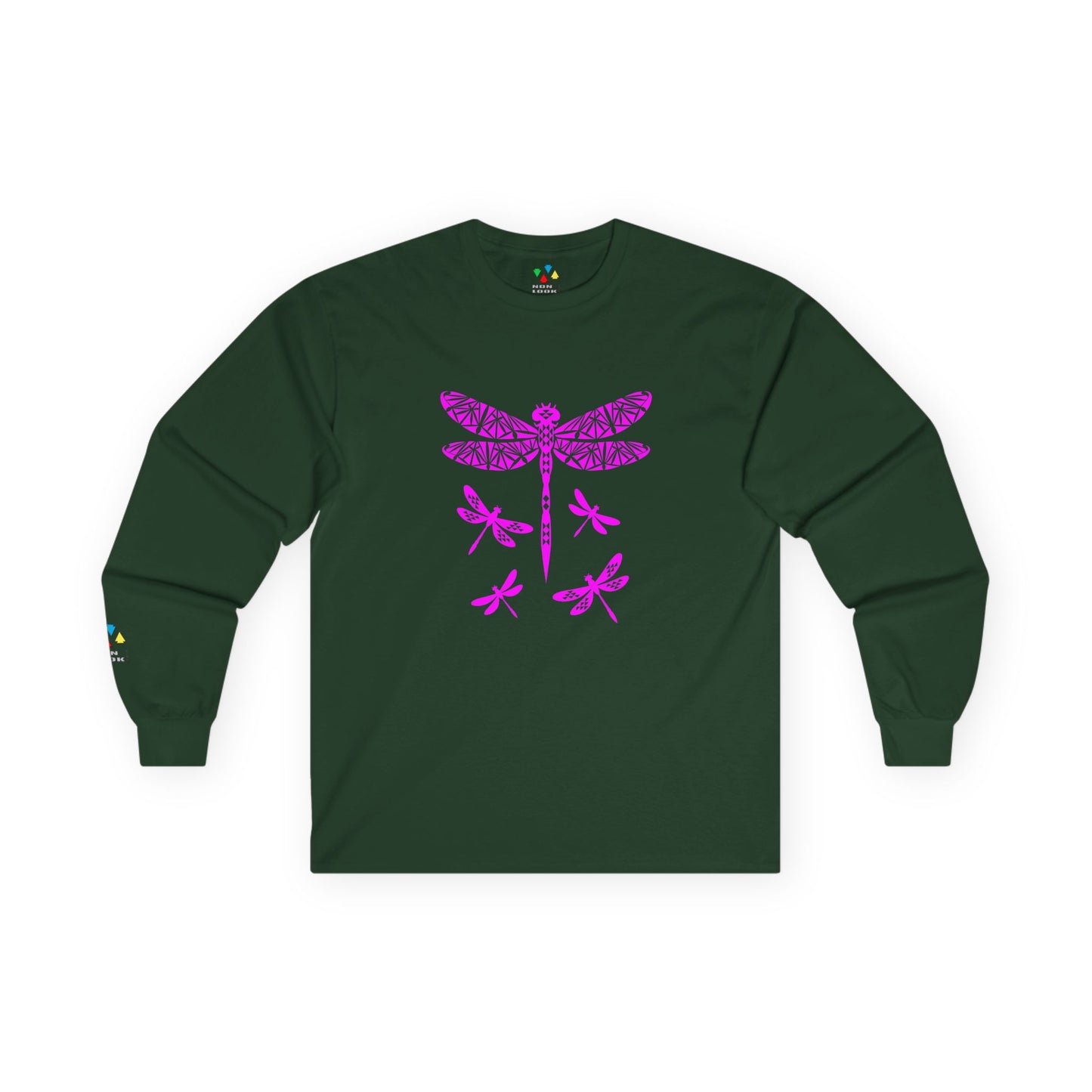 Native Dragonfly in Pink Unisex Long Sleeve Tee