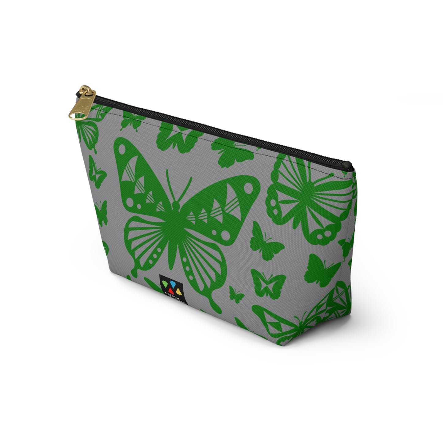 Green Butterflies on Gray Pouch w T-bottom