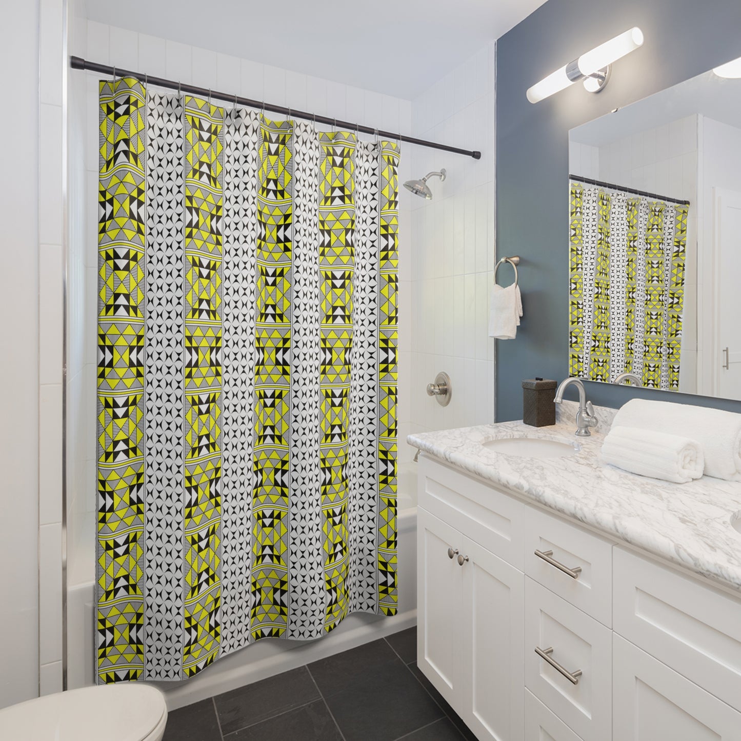 Southwest Mountains in Yellow Shower Curtains