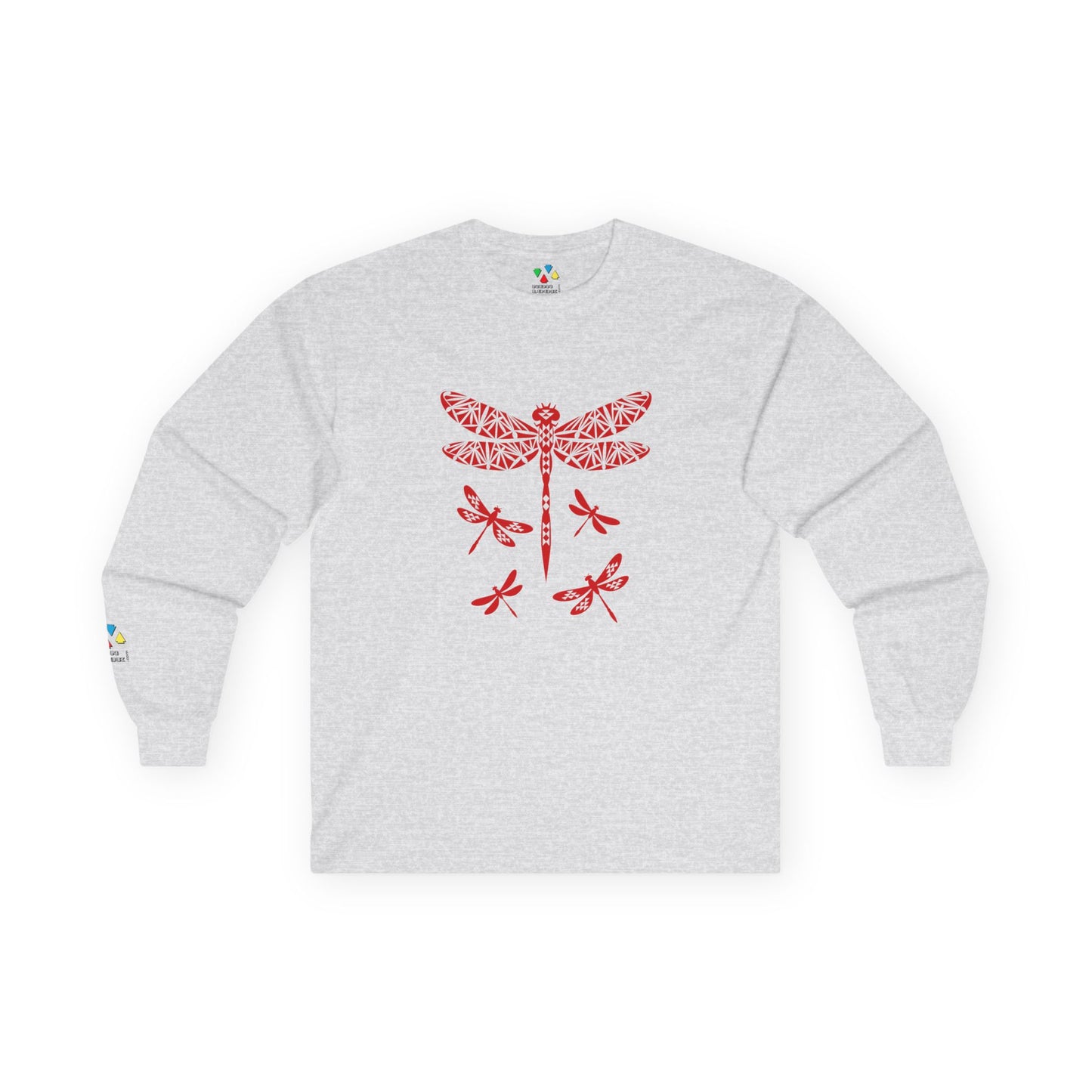 Native Dragonfly in Red Unisex Long Sleeve Tee