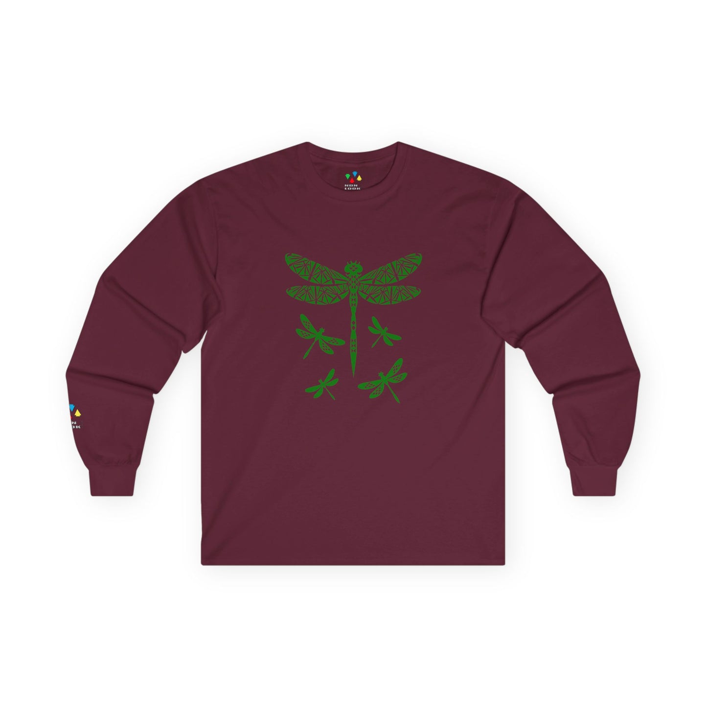 Native Dragonfly in Green Unisex Long Sleeve Tee