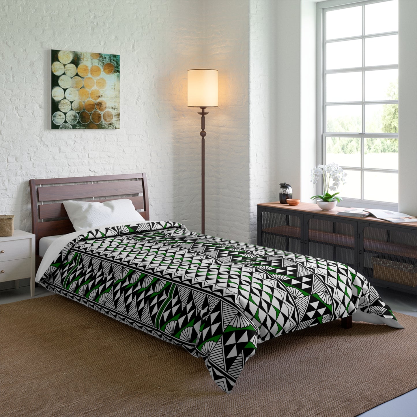 Southwest Rain and Sun in Green Comforter