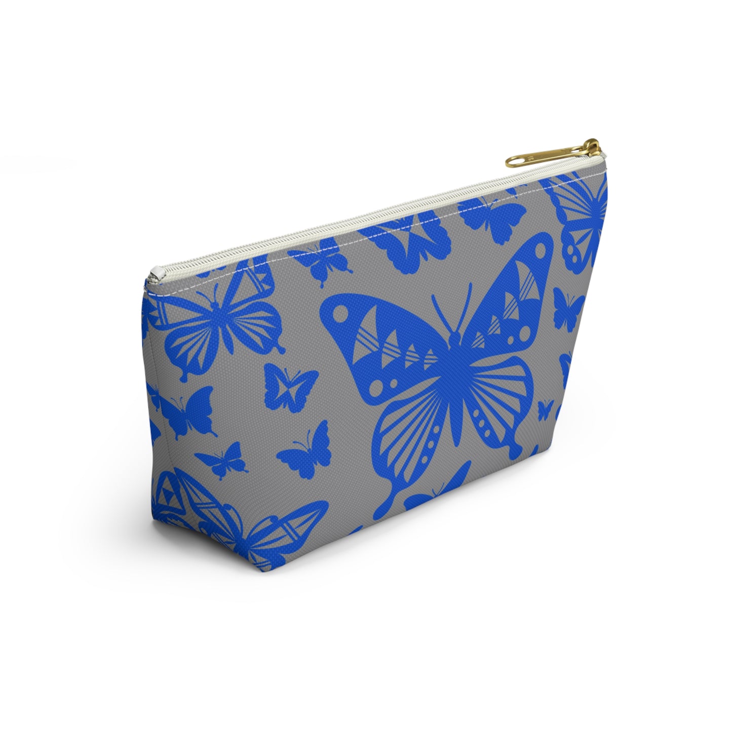 Blue Butterflies on Gray Pouch w T-bottom