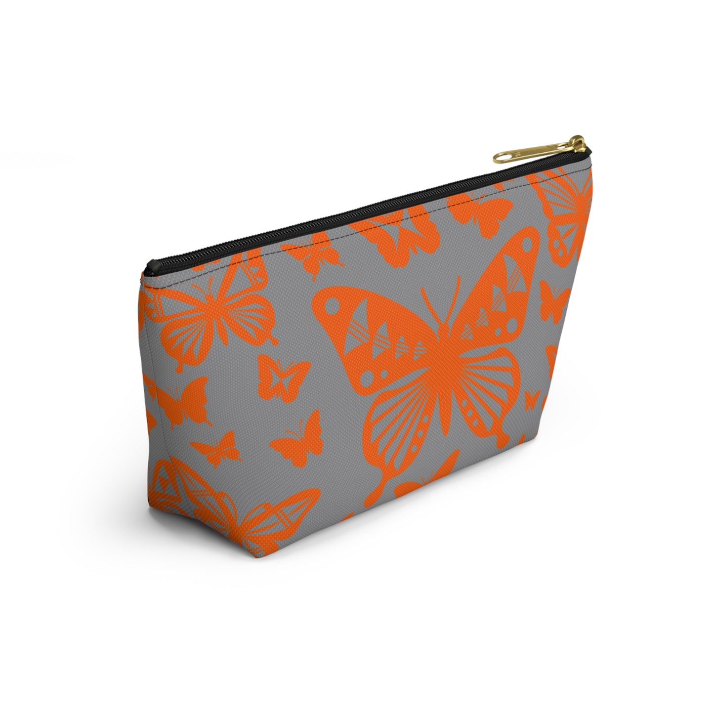 Orange Butterflies on Gray Pouch w T-bottom