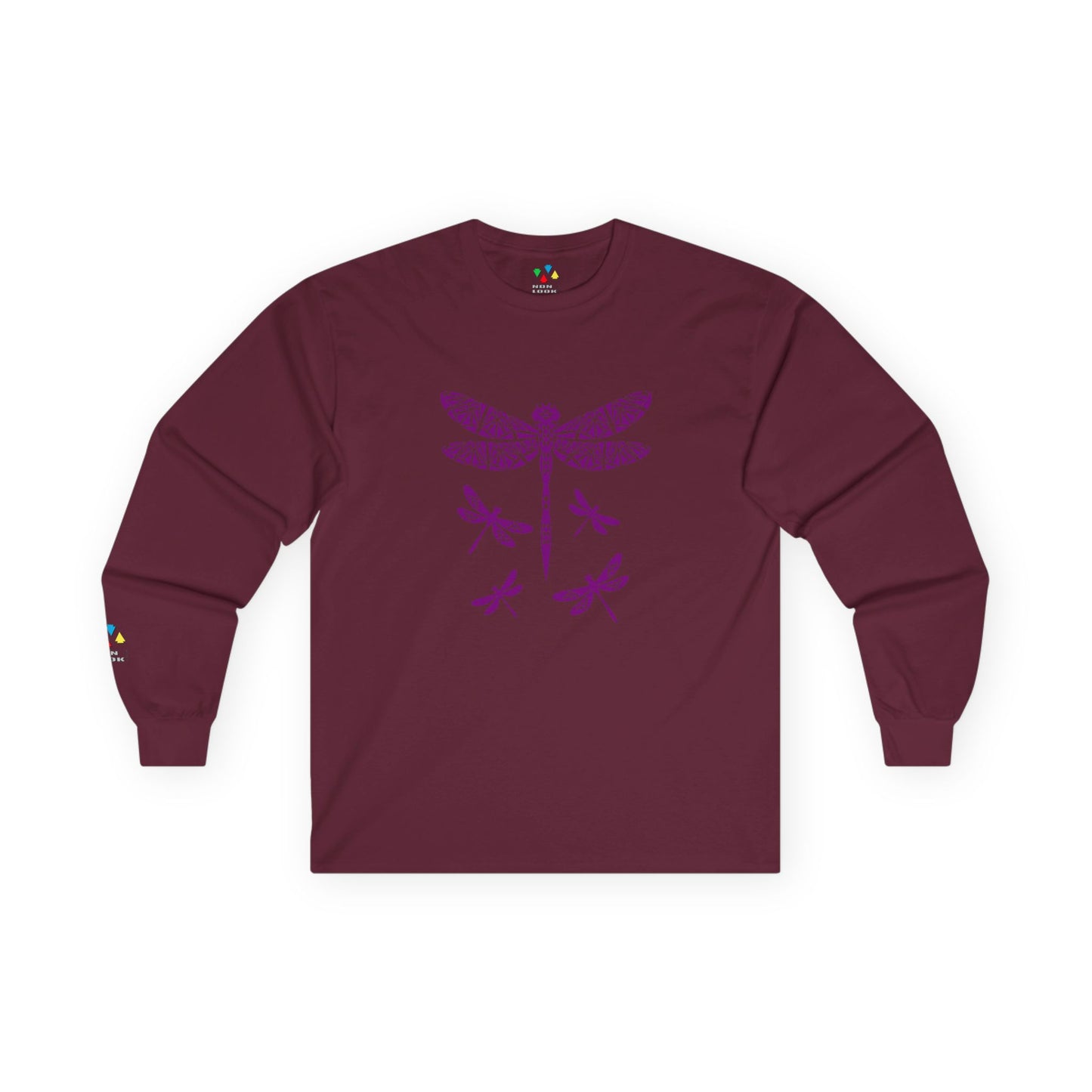 Native Dragonfly in Purple Unisex Long Sleeve Tee