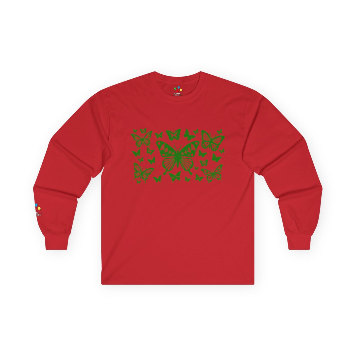 Butterfly Dance in Green Unisex Long Sleeve Tee