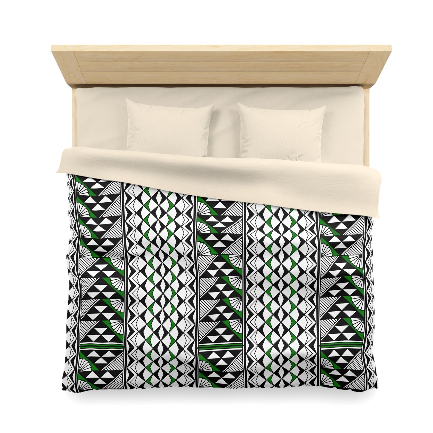 Sun and Rain in Green Microfiber Duvet Cover