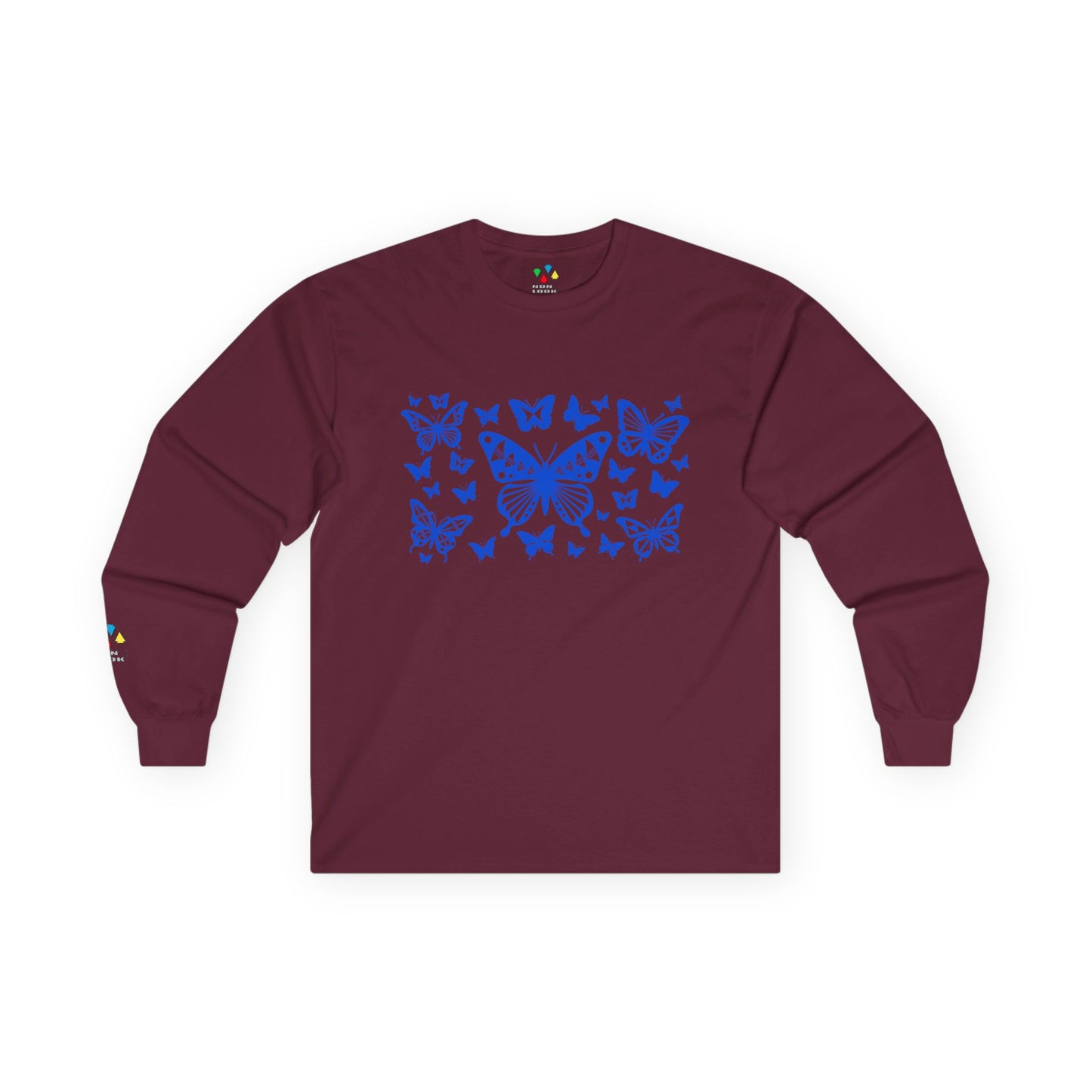 Butterfly Dance in Blue Unisex Long Sleeve Tee