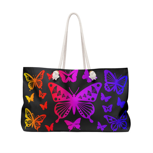 Rainbow Butterfly Burst Weekender Bag