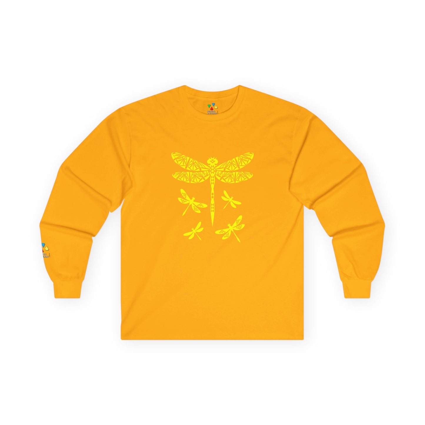 Native Dragonfly in Yellow Unisex Long Sleeve Tee