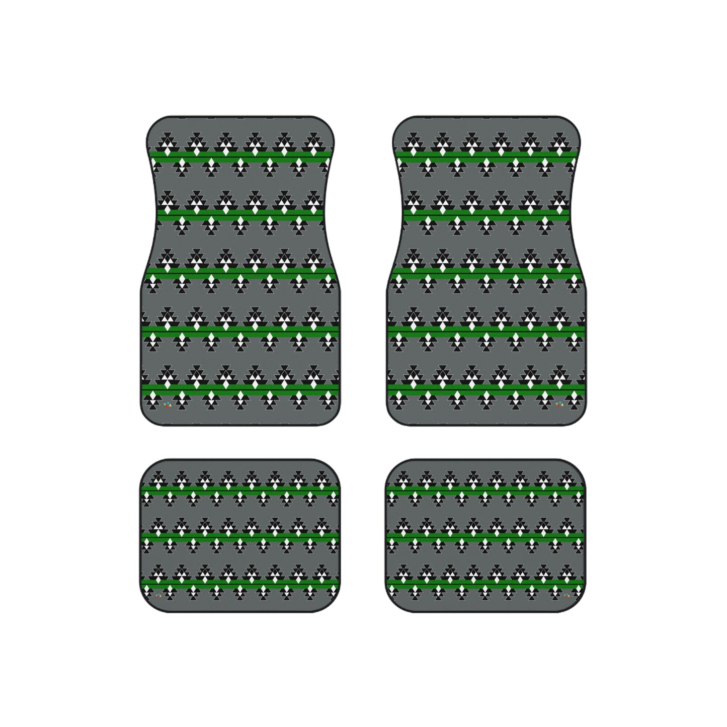 Green Native Woven Stories Car Mats (Set of 4)
