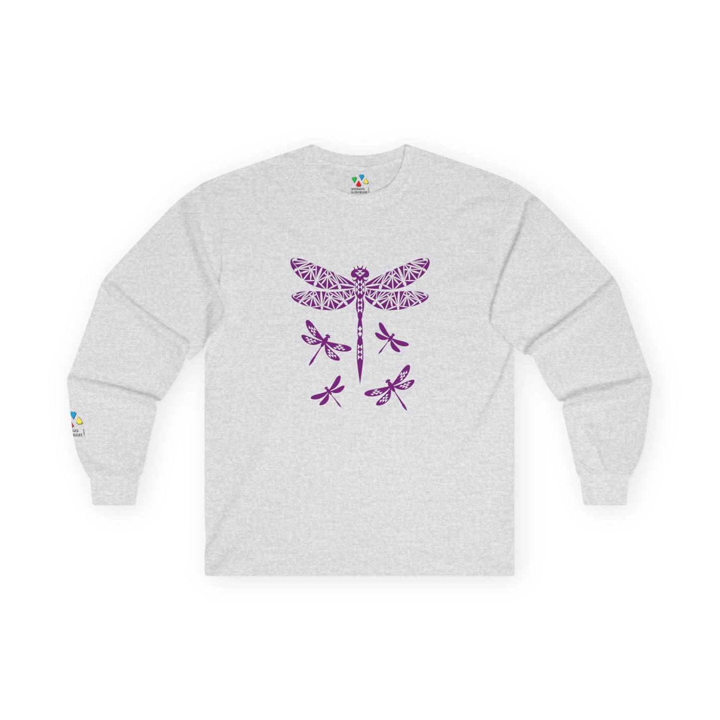 Native Dragonfly in Purple Unisex Long Sleeve Tee