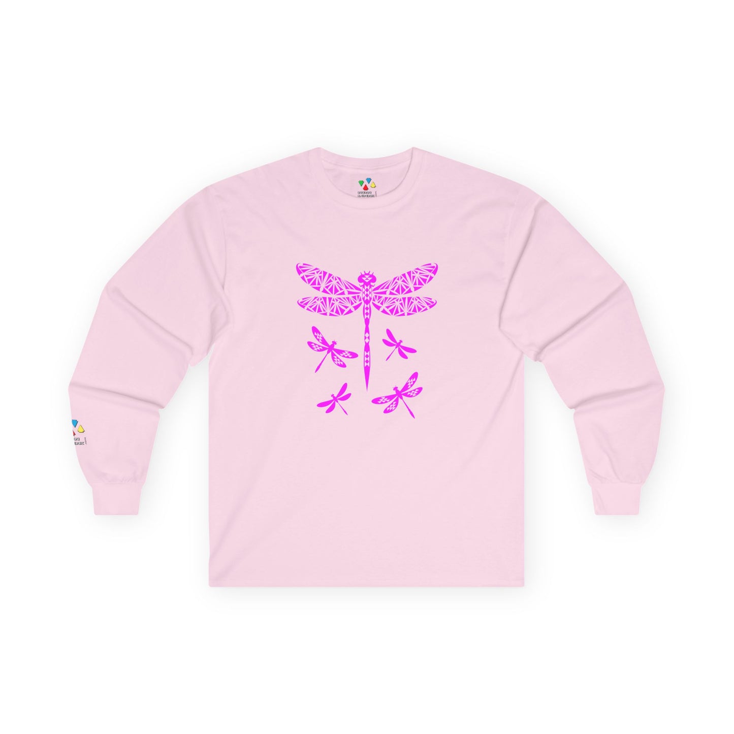 Native Dragonfly in Pink Unisex Long Sleeve Tee