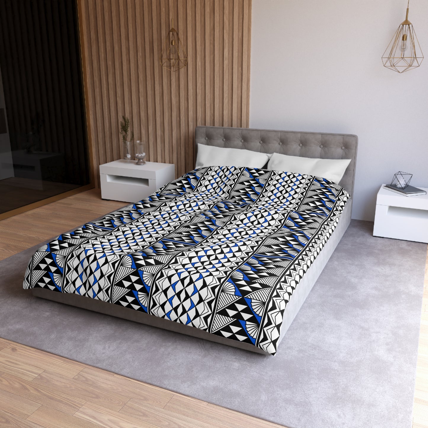 Sun and Rain in Blue Microfiber Duvet Cover