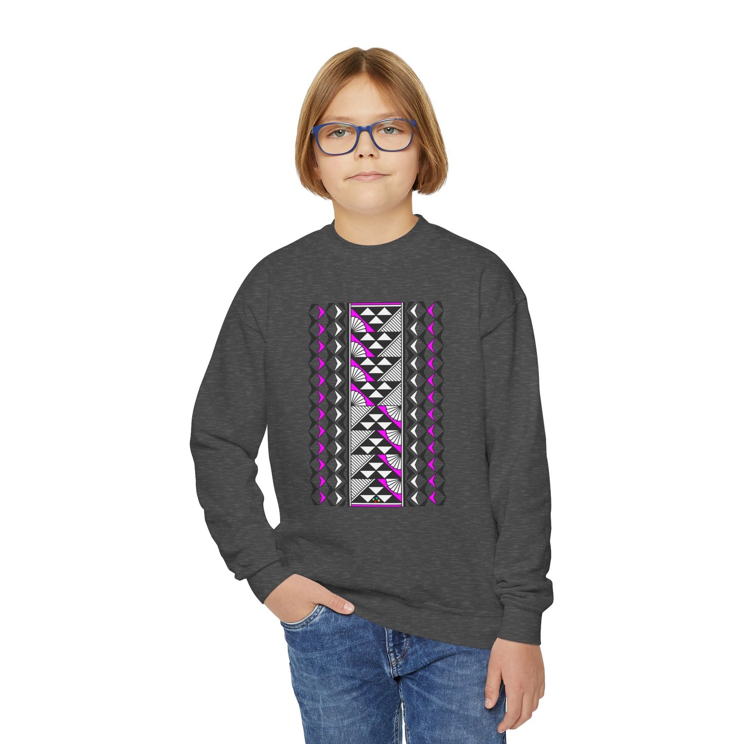 Rain and Sun in Pink Youth Crewneck Sweatshirt