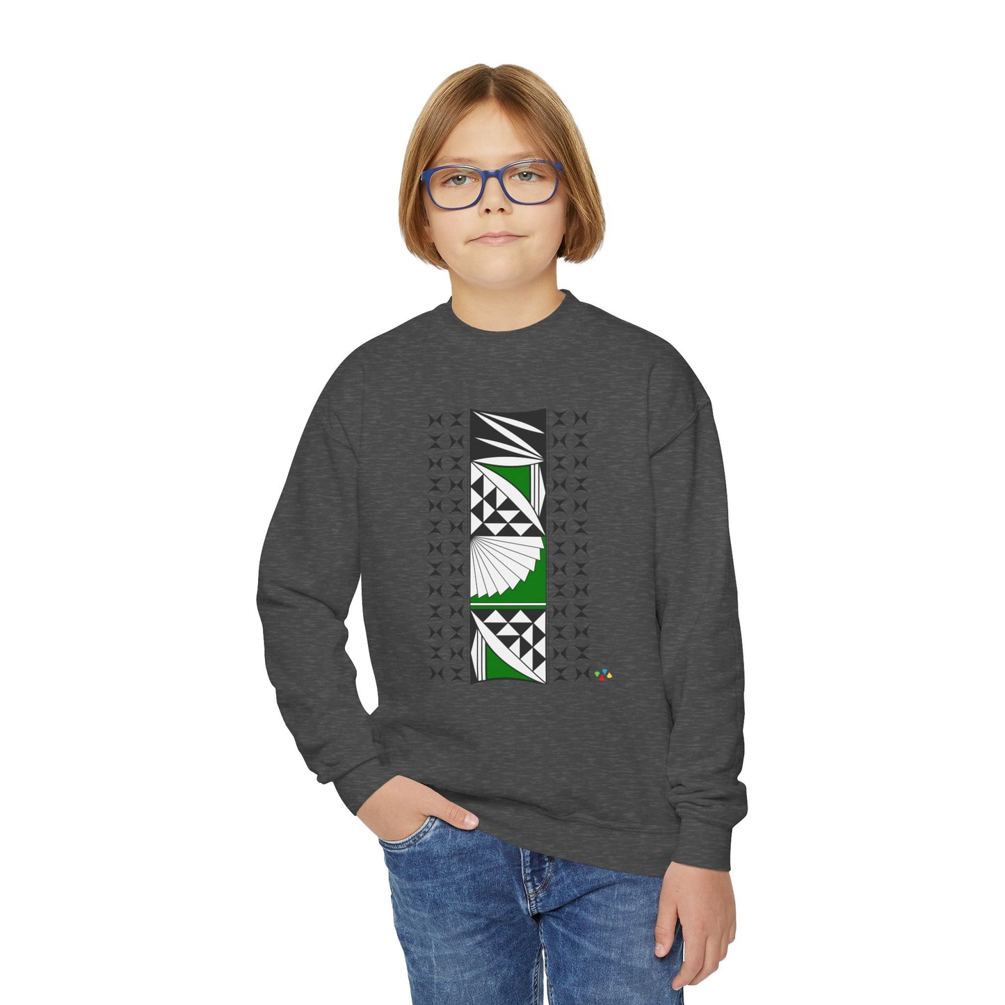 Southwest Sunrise in Green Youth Crewneck Sweatshirt