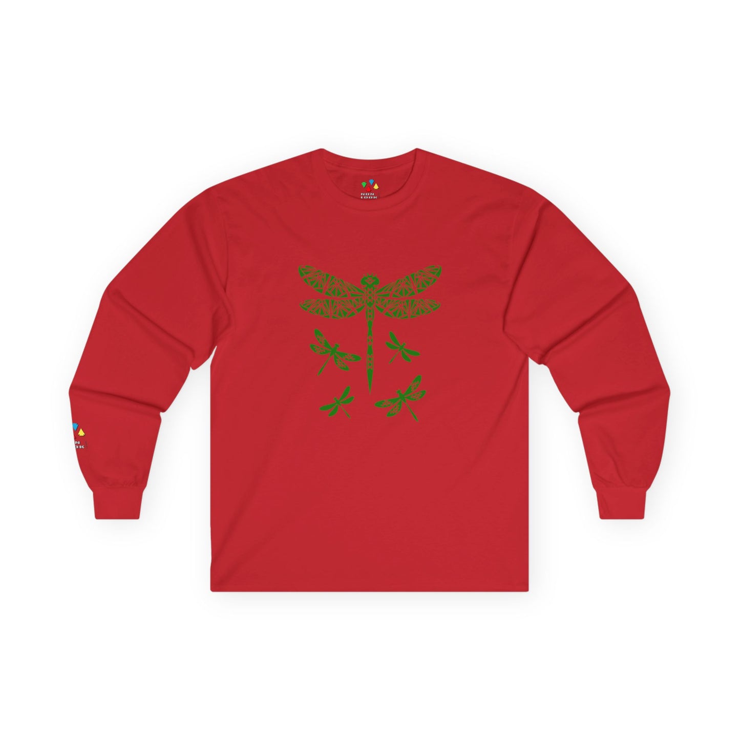 Native Dragonfly in Green Unisex Long Sleeve Tee