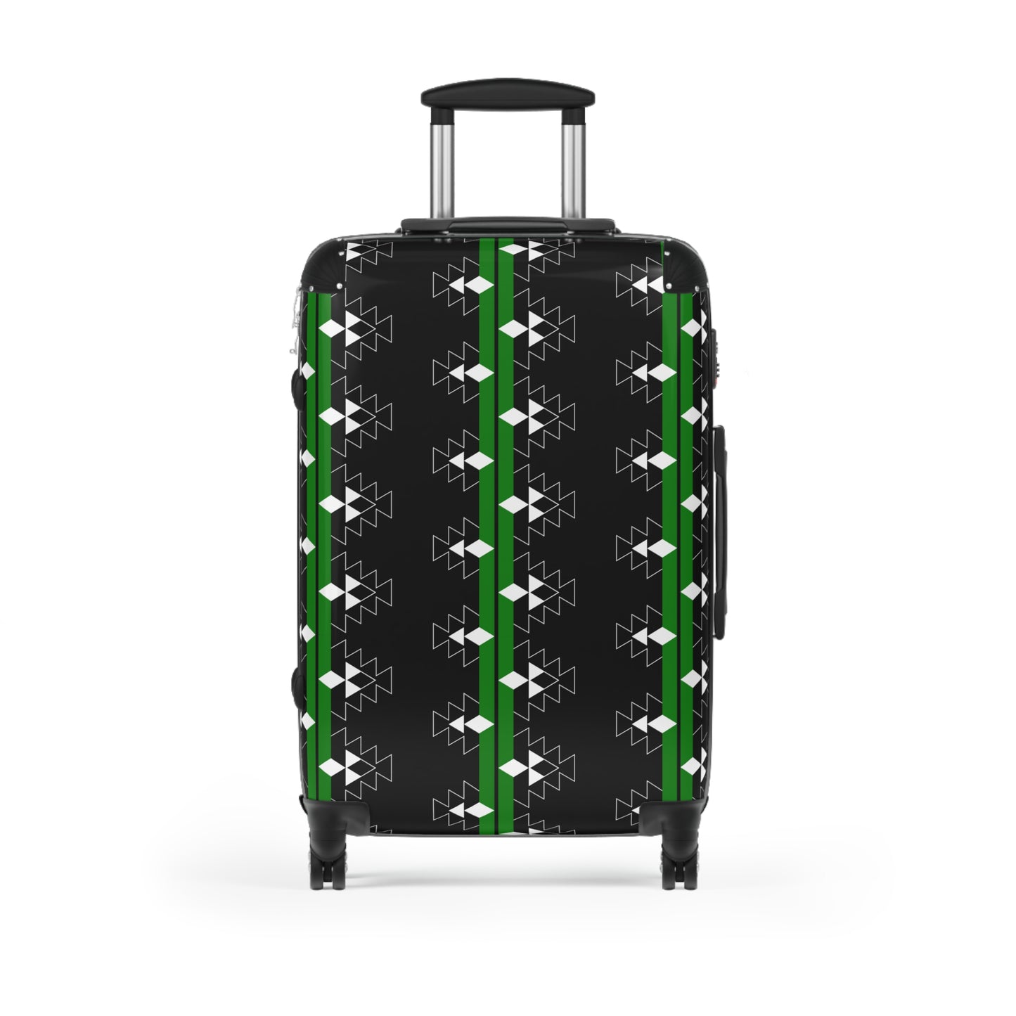 Green Native Woven Stories Suitcases