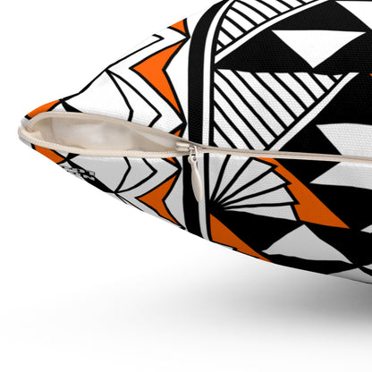 Sun and Rain in Orange Spun Polyester Square Pillow