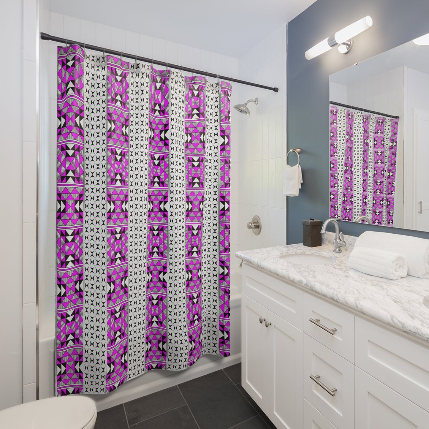Southwest Mountains in Pink Shower Curtains