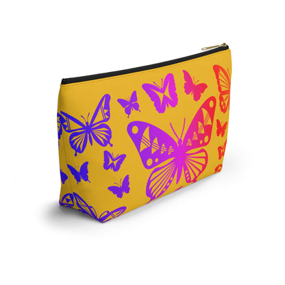 Rainbow Butterflies on Yellow Pouch w T-bottom