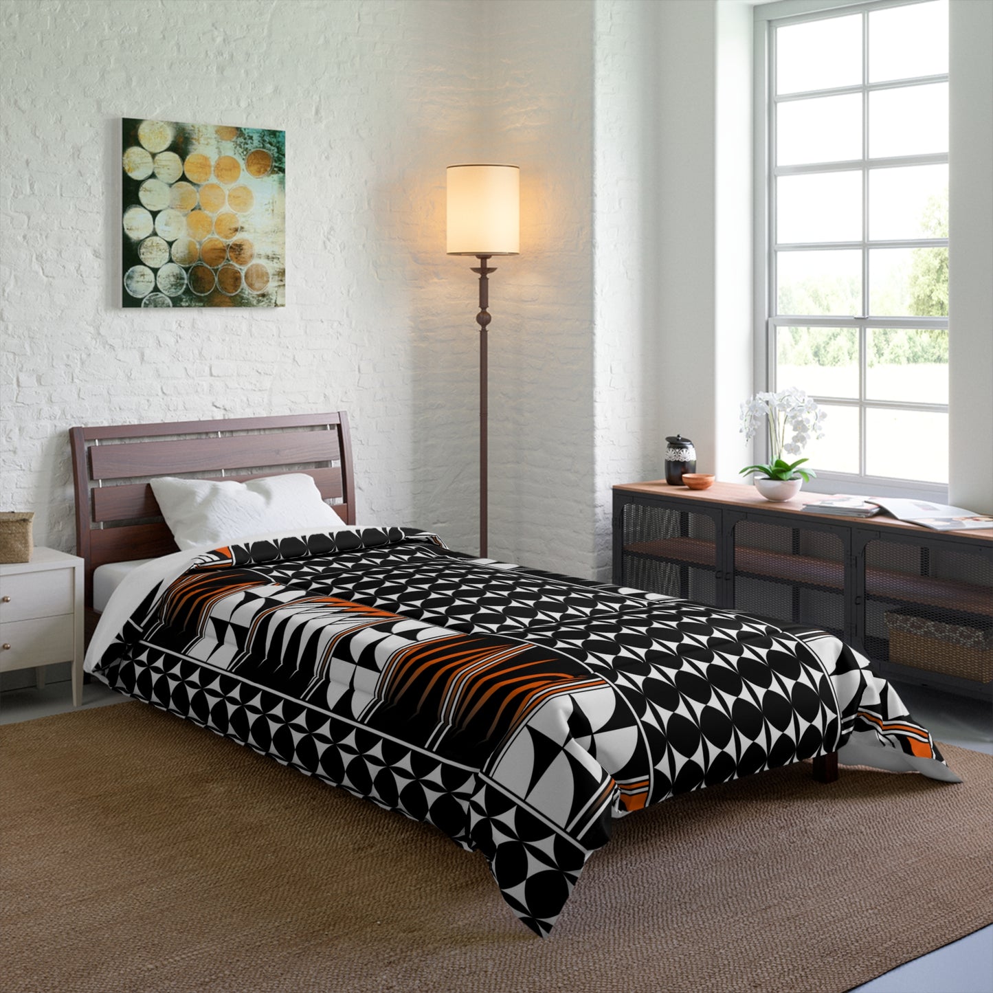 Southwest Feather Blessing in Orange Comforter