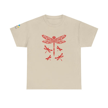 Native Dragonfly in Red Gildan Unisex Tee