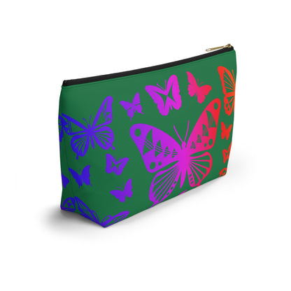 Rainbow Butterflies on Green Pouch w T-bottom