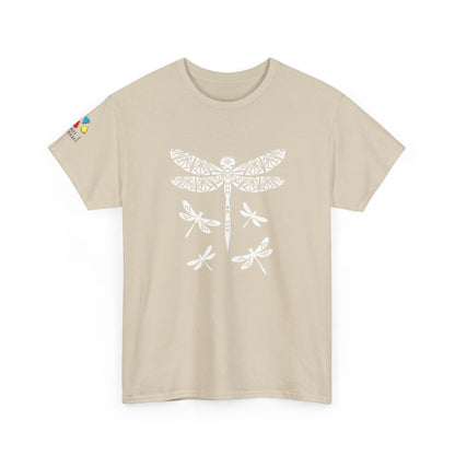 Native Dragonfly in White Gildan Unisex Tee