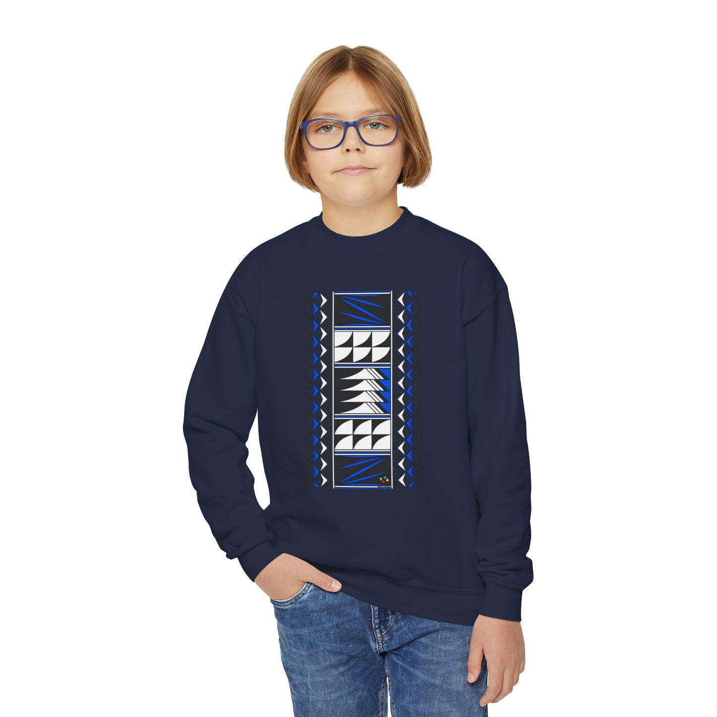 Feather Blessings in Blue Youth Crewneck Sweatshirt