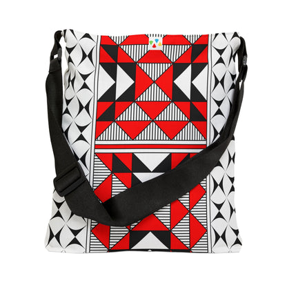 Red Native Sacred Mountains Adjustable Tote Bag