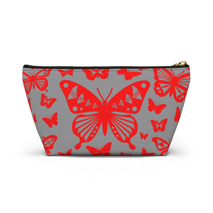 Red Butterflies on Gray Pouch w T-bottom