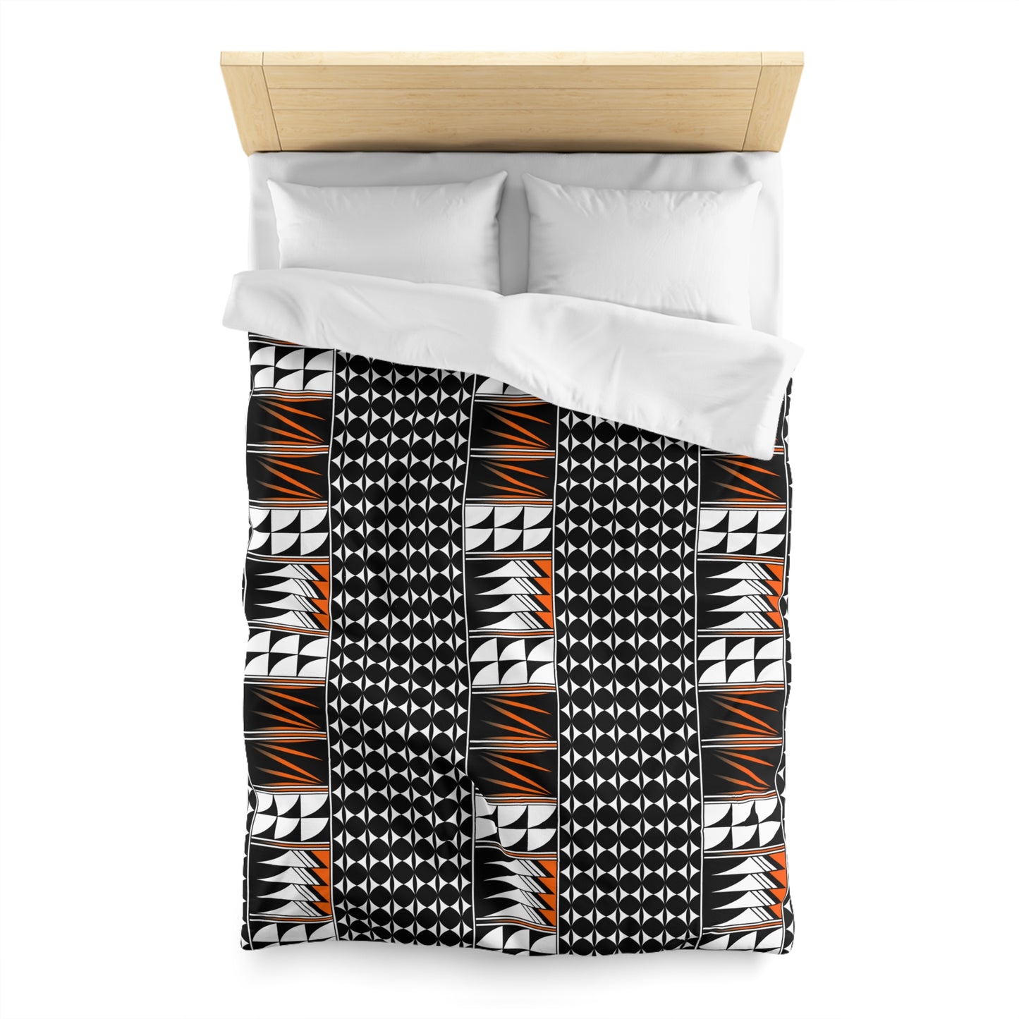 Blessed Feathers in Orange Microfiber Duvet Cover