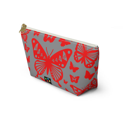 Red Butterflies on Gray Pouch w T-bottom