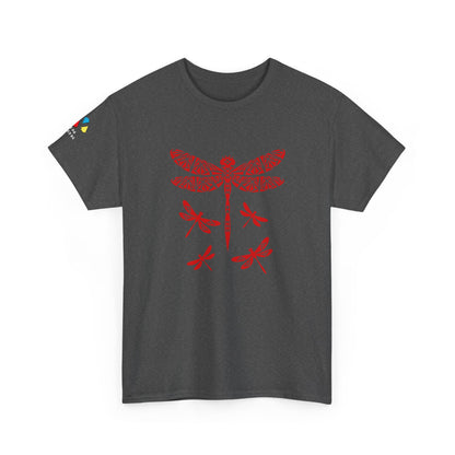 Native Dragonfly in Red Gildan Unisex Tee