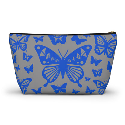 Blue Butterflies on Gray Pouch w T-bottom