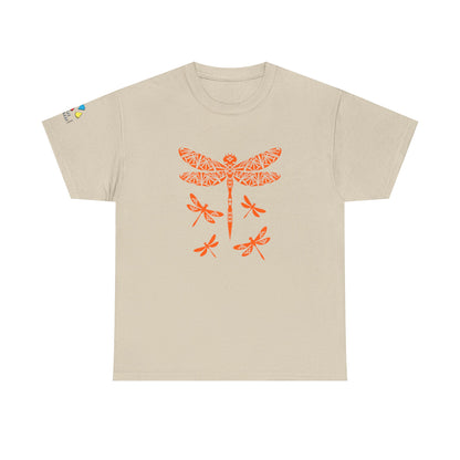 Native Dragonfly in Orange Gildan Unisex Tee