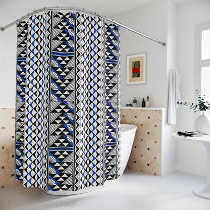 Southwest Rain and Sun in Blue Shower Curtains