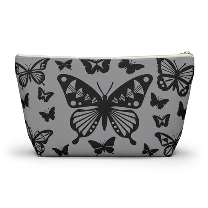 Black Butterflies on Gray Pouch w T-bottom