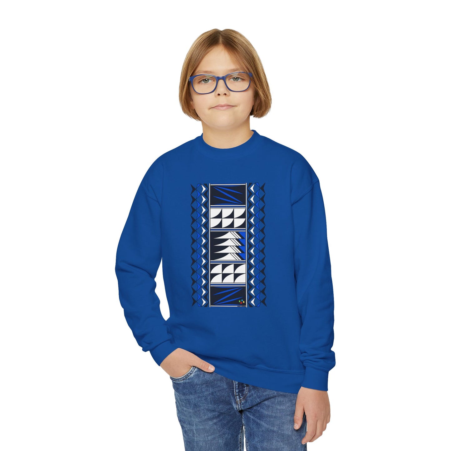 Feather Blessings in Blue Youth Crewneck Sweatshirt